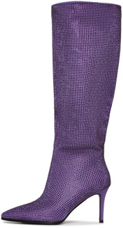 Jewel Stiletto Kniehoge Laarzen - Paars Cesare Gaspari , Purple , Dames - 36 Eu,37 Eu,38 EU