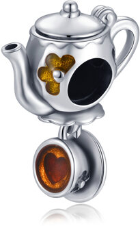 JewelryPalace 925 Sterling Zilver Emaille Thee Coffe Cup Bedels Zilver 925 Originele Fit Armband Zilver 925 originele Sieraden