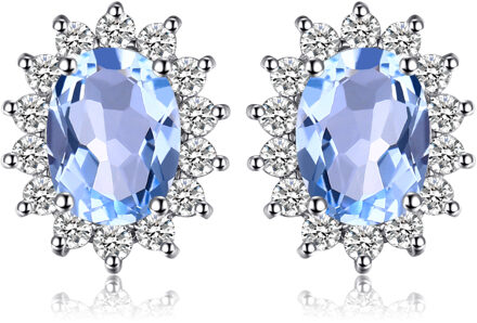 Jewelrypalace Gemaakt Blue Sapphire Ruby 925 Sterling Zilveren Stud Oorbellen Natuurlijke Amethist Granaat Peridot Topaz Prinses Diana Blauw