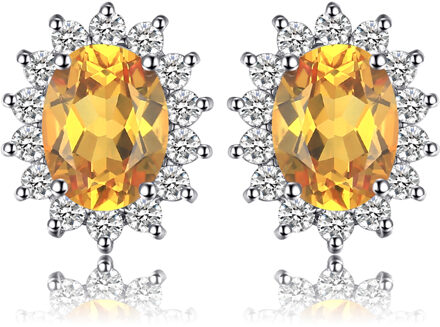 Jewelrypalace Gemaakt Blue Sapphire Ruby 925 Sterling Zilveren Stud Oorbellen Natuurlijke Amethist Granaat Peridot Topaz Prinses Diana geel