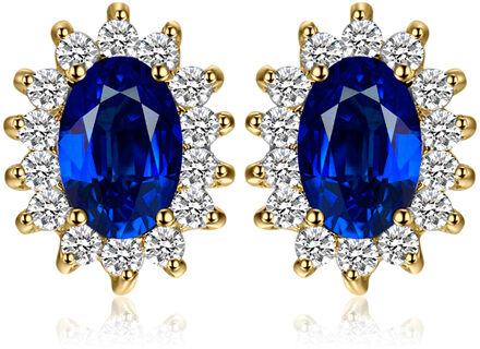 Jewelrypalace Gemaakt Blue Sapphire Ruby 925 Sterling Zilveren Stud Oorbellen Natuurlijke Amethist Granaat Peridot Topaz Prinses Diana Goud