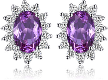 Jewelrypalace Gemaakt Blue Sapphire Ruby 925 Sterling Zilveren Stud Oorbellen Natuurlijke Amethist Granaat Peridot Topaz Prinses Diana paars