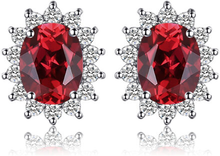 Jewelrypalace Gemaakt Blue Sapphire Ruby 925 Sterling Zilveren Stud Oorbellen Natuurlijke Amethist Granaat Peridot Topaz Prinses Diana rood