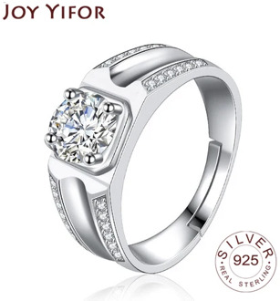 JEWELS Real 925 Sterling Silver Women Rings AAA Shiny Cubic Zircon Prong Setting Female Luxury Wedding Ring Jewelry