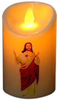 Jezus Christus Kaarsen Lamp Led Theelichtje Romantische Pijler Licht Creatieve Vlamloze Elektronische Kaars Battery Operated 2