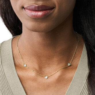 JF03942710 Ketting Sutton staal-zirconia goudkleurig-wit 40-45,5 cm