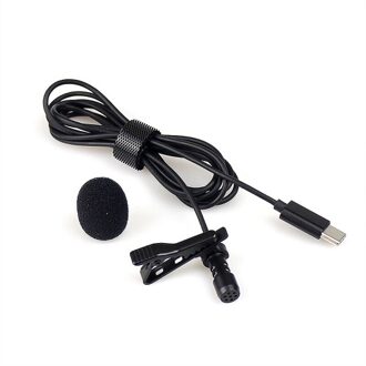 JH-042 Type-C Lavalier Microphone Omni Directional Condenser Microphone Superb Sound for Audio and Video Recording Black