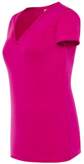 Jhk Dames sicilia v hals t-shirt - maat L Roze