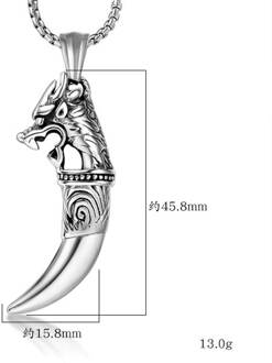 Jhsl Man Mannen Ketting Wolf Tand Hanger Rvs Sieraden Voor Mannelijke Leverancier klein 4.5cm / 60cm