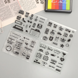 JIANWU 1pc Mini Retro Modern Life Transparent Silicone Seal Coffee Car TV Clear Stamps for Scrapbooking Decor Crafts Supplies