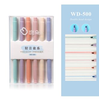 Jianwu 6 Stks/set Soft Tip Markeerstift Licht Kleur Kawaii Markeerstift Diy Fotoalbum Journal Fluorescerende Pen Student Briefpapier WD-500