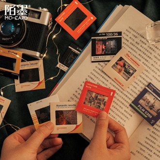 JIANWU 7 Sheets Retro Film PET Collage Card Stickers Creative Decoration Material DIY Scrapbook Diary Phone Album Stationery