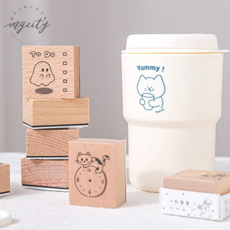 JIANWU 8 styles lovely fresh journal multi-functional DIY wooden rubber stamps for scrapbooking DIY standard stamp