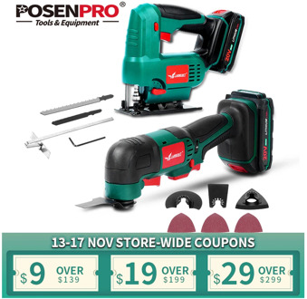 Jig Saw Oscillating Tool 20V Li-ion Kit 2.0Ah Battery Multi-Tool Variable Speed Cordless Electric Trimmer Saw Renovation Tool