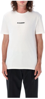 Jil Sander Aw23 Wit Logo T-Shirt voor Heren Jil Sander , White , Heren - L,M