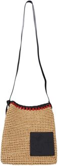 Jil Sander Beige Raffia Schoudertas