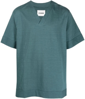 Jil Sander Blauw Casual T-Shirt voor Mannen Jil Sander , Blue , Heren - Xl,L,M