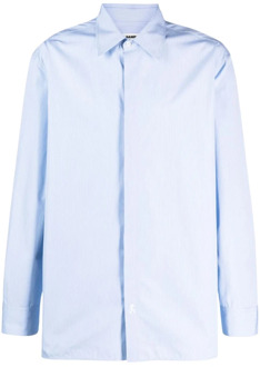 Jil Sander Blauw Gestreept Geborduurd Overhemd Jil Sander , Blue , Heren - XL