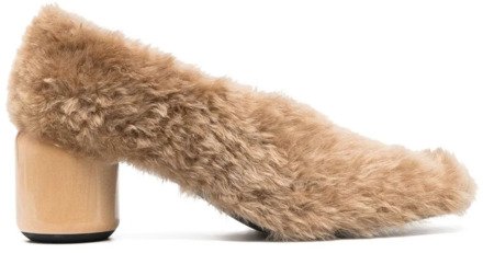 Jil Sander Blokhak Shearling Pumps Cappucino Jil Sander , Brown , Dames - 39 EU