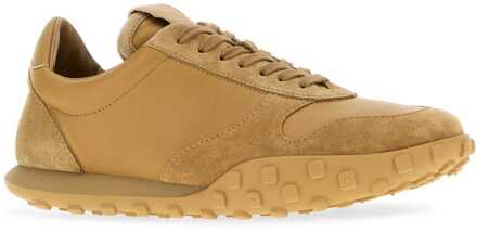 Jil Sander Camel Nappa-leer en Suède Maan Sneakers - maat EU 44 Bruin