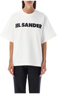 Jil Sander Comfortabel Oversized T-Shirt met JIL Sander Lettering Jil Sander , White , Dames - Xl,L