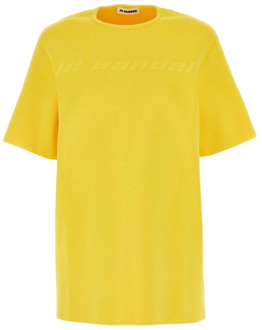 Jil Sander Gele Viscose Blend T-Shirt Jil Sander , Yellow , Dames - S,Xs