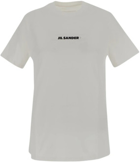 Jil Sander Katoenen Logo T-Shirt Jil Sander , White , Dames