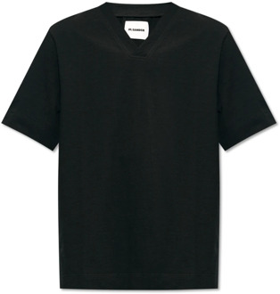 Jil Sander Katoenen T-shirt Jil Sander , Black , Heren - L,S