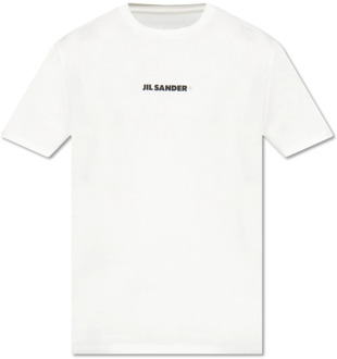 Jil Sander Katoenen T-shirt met een logo Jil Sander , Beige , Heren - 2Xl,Xl,L,M,S