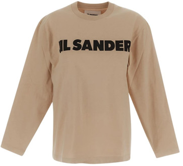 Jil Sander Katoenen T-shirt met Lange Mouwen Jil Sander , Beige , Dames - L,M,S
