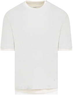 Jil Sander Klassiek Katoen Kit T-Shirt Jil Sander , White , Heren - L,M