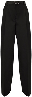 Jil Sander Klassieke zwarte broek met wijde pijpen en riem Jil Sander , Black , Dames - M,Xs