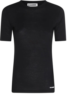 Jil Sander Klassieke zwarte T-shirts en polos Jil Sander , Black , Dames - XS