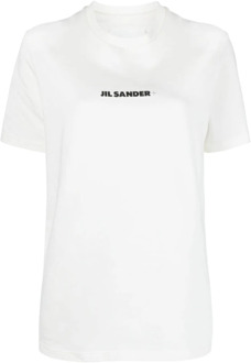 Jil Sander Logo-Print Katoenen T-Shirt Jil Sander , White , Dames - XS