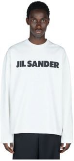 Jil Sander Logo Print Longsleeve T-Shirt Jil Sander , White , Heren - L,M,S