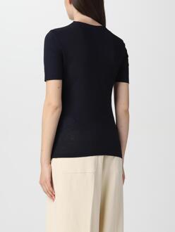 Jil Sander Merinowol Korte Mouwen Crew Neck T-shirt Navy