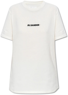 Jil Sander T-shirt met logo Jil Sander , White , Dames - M,S,Xs