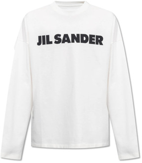 Jil Sander T-shirt met logo Jil Sander , White , Heren - 2Xl,Xl,L,M,S,Xs