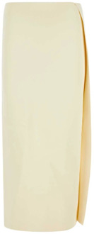 Jil Sander Verrijk je garderobe met een ivoorkleurige viscose blend rok Jil Sander , White , Dames - S,Xs,2Xs