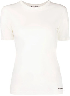 Jil Sander Wit Logo Print T-shirt Jil Sander , White , Dames - S,Xs