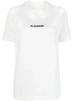 Jil Sander Wit/Zwart Logo Plus T-Shirt Jil Sander , White , Heren - L,M,S