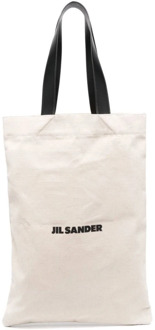 Jil Sander Witte Canvas Tote Tas Jil Sander , White , Heren - ONE Size