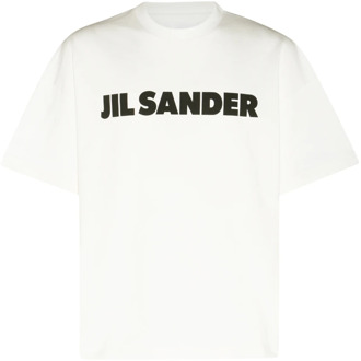 Jil Sander Witte Katoenen T-shirt met Logo Print Jil Sander , White , Dames - L,M,S,Xs
