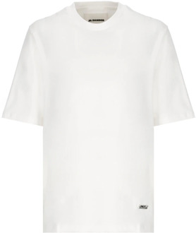 Jil Sander Witte Katoenen T-shirt voor Vrouwen Jil Sander , White , Dames - M