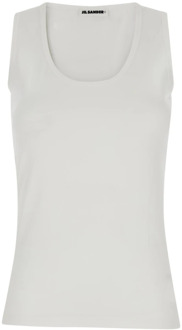 Jil Sander Witte Mouwloze Top T-shirts en Polos Jil Sander , White , Dames - M,S,Xs