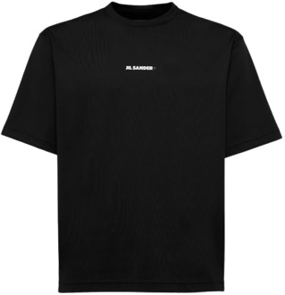 Jil Sander Zwart Logo T-Shirt Slim Fit Jil Sander , Black , Heren