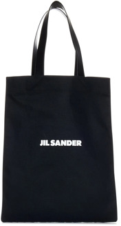 Jil Sander Zwarte canvas tote tas met leren handvatten Jil Sander , Black , Heren - ONE Size