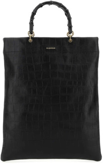 Jil Sander Zwarte leren medium boodschappentas Jil Sander , Black , Dames - ONE Size