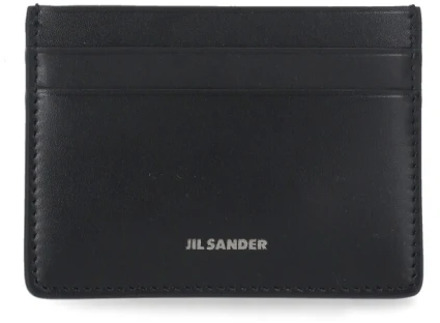 Jil Sander Zwarte portemonnee met zilveren logo print Jil Sander , Black , Heren - ONE Size