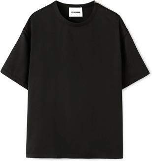 Jil Sander Zwarte zijden T-shirt met ritssluiting Jil Sander , Black , Heren - Xl,L
